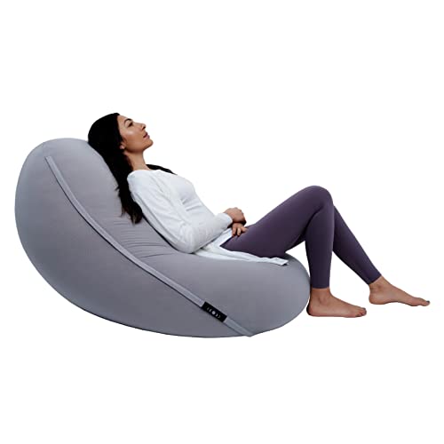 Moon Pod Adult Beanbag Chair, Gray – The Zero-Gravity Bean Bag Chair for Stress, Comfort, and All Day Deep Relaxation – Ultra Soft and Ergonomic Support for Back and Neck – for The Whole Family