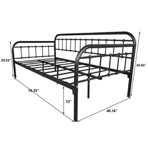 Metal Daybed Frame Heavy Duty Metal Slats Sofa Bed Platform Mattress Foundation Twin Day Bed Black Sanded Color