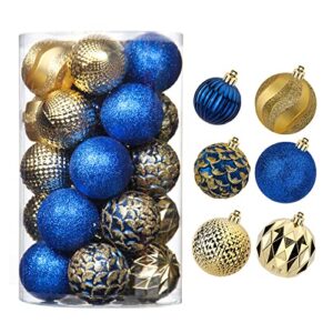 31pcs 2.75in & 1.97in christmas decoration balls shatterproof colorful set ornaments balls for festival wedding home party decors xmas tree hanging (blue & gold)