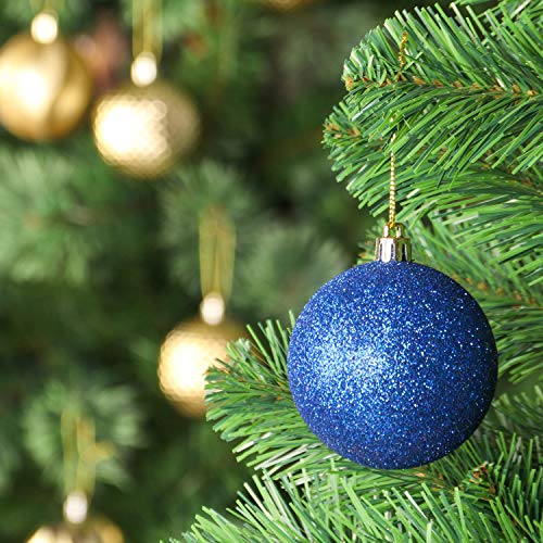 31pcs 2.75in & 1.97in Christmas Decoration Balls Shatterproof Colorful Set Ornaments Balls for Festival Wedding Home Party Decors Xmas Tree Hanging (Blue & Gold)