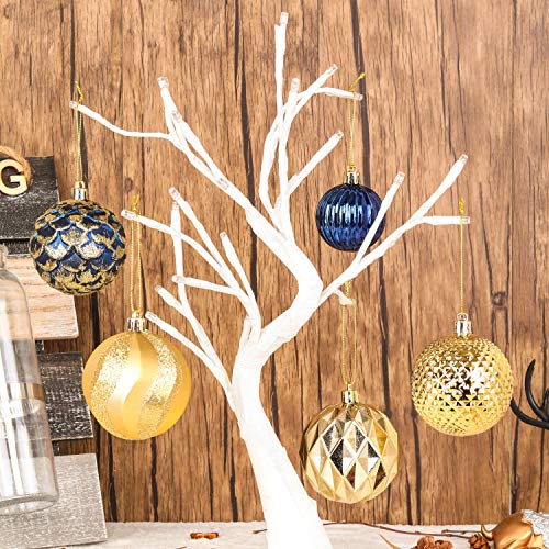 31pcs 2.75in & 1.97in Christmas Decoration Balls Shatterproof Colorful Set Ornaments Balls for Festival Wedding Home Party Decors Xmas Tree Hanging (Blue & Gold)