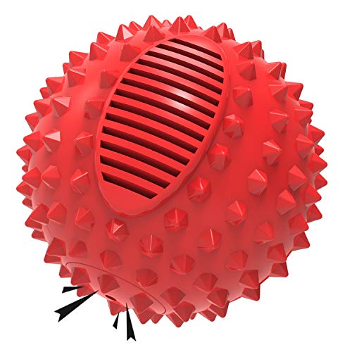 petizer Squeaky Dog Ball Toy for Aggressive Chewers,4 Inches Durable Big Dogs Chew Spiky Ball, Floatable Rubber Pet Toys for Medium &Large Breeds, Red