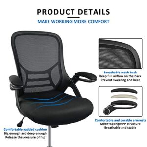 High-Back Mesh Ergonomic Drafting Chair Tall Office Chair Standing Desk Stool with Adjustable Foot Ring and Flip-Up Arms (Black)