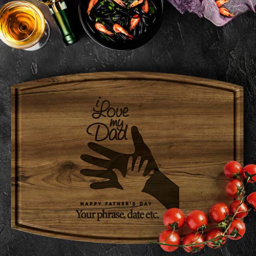 Luxtomi - Fathers Day Personalized Cutting Board - Customize Your Own Gift Chopping Board for Your Dad Day by Choosing the Board, Engraving Style and Text- Made in USA (9"x12" Oval Shape, Design 1)