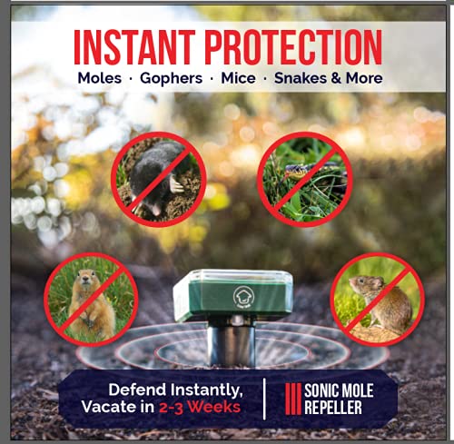Livin' Well Solar Sonic Pest Repeller Stakes - 8pk Outdoor Pest Repellent with 10,500 Feet Range, Solar Powered Animal Control, Rodent Repellent and Deterrent for Mole, Vole, Gopher