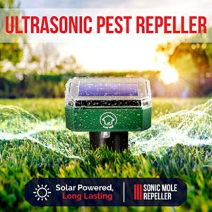 Livin' Well Solar Sonic Pest Repeller Stakes - 8pk Outdoor Pest Repellent with 10,500 Feet Range, Solar Powered Animal Control, Rodent Repellent and Deterrent for Mole, Vole, Gopher