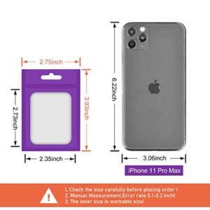 EONJOE 100-pack mylar packaging bags for small business sample bag smell proof resealable zipper pouch bags jewelry food Lip gloss eyelash phone case bracelet keychain package supplies etc -front frosted window -cute (Purple, 2.75×3.93 inches)