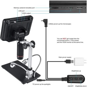 HDMI Digital Microscope LINKMICRO LM407 7'' LCD Digital Microscope for Adults 270X Soldering Microscope with Screen 1080P Photo&Video Metal Stand UV Filter for PCB Repair SMD Soldering