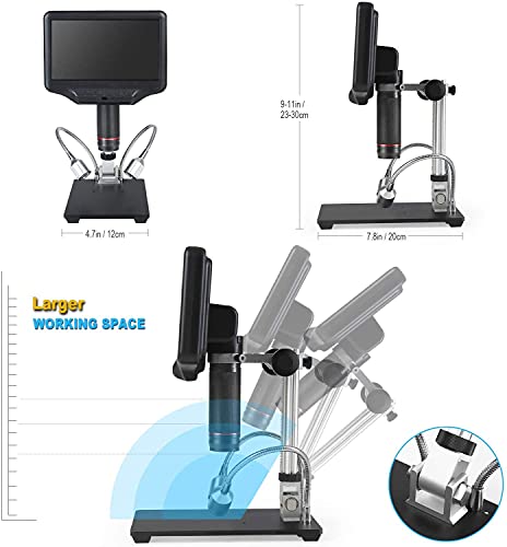 HDMI Digital Microscope LINKMICRO LM407 7'' LCD Digital Microscope for Adults 270X Soldering Microscope with Screen 1080P Photo&Video Metal Stand UV Filter for PCB Repair SMD Soldering