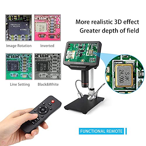 HDMI Digital Microscope LINKMICRO LM407 7'' LCD Digital Microscope for Adults 270X Soldering Microscope with Screen 1080P Photo&Video Metal Stand UV Filter for PCB Repair SMD Soldering