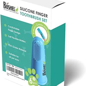 BOSHEL 8 Pc Finger Toothbrush for Dogs - Dog Toothbrush Kit Includes 6 Silicone Bristle + 2 Nylon Bristle Dog Finger Toothbrushes - Cat Toothbrush for Small & Large Pet - Dog Tooth Brush Oral Care Kit