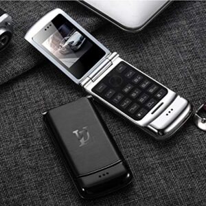 Ulcool V9 Smallest Flip Metal Body Dual Sim Card Luxury Mobile Cell Phone (Black)