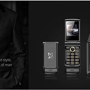 Ulcool V9 Smallest Flip Metal Body Dual Sim Card Luxury Mobile Cell Phone (Black)