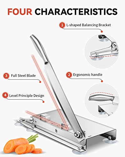 BAOSHISHAN Meat Slicer Meat Bone Cutter Manual Ribs Chopper for Fish Chicken Beef Frozen Meat Vegetables Deli Food Slicing Machine Home Cooking Use