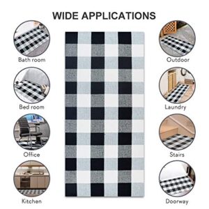 Asrug Buffalo Plaid Rugs Black and White Checkered Rug Washable Door mat Throw Rug for Front Porch, Kitchen, Bathroom, Entry Way (27.5“x43.3'', Black & White)