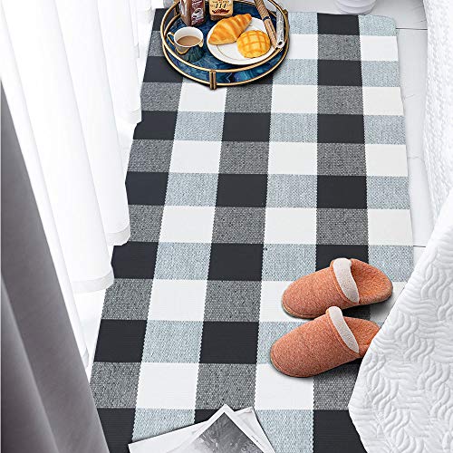 Asrug Buffalo Plaid Rugs Black and White Checkered Rug Washable Door mat Throw Rug for Front Porch, Kitchen, Bathroom, Entry Way (27.5“x43.3'', Black & White)