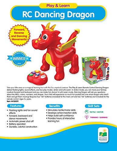 The Learning Journey Play & Learn - Infrared Remote Control Dancing Dragon - Remote Control Dragon - Toddler Toys for Children Ages 2+ Years - Award Winning Toys