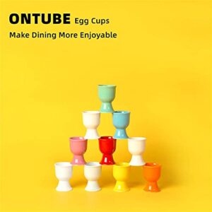 ONTUBE Porcelain Egg Cups,Ceramic Egg Stand Holders for Hard Boiled Eggs Set of 8,MixColor