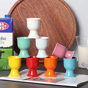 ONTUBE Porcelain Egg Cups,Ceramic Egg Stand Holders for Hard Boiled Eggs Set of 8,MixColor