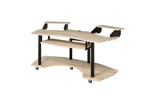 acme furniture eleazar music recording studio desk, natural oak