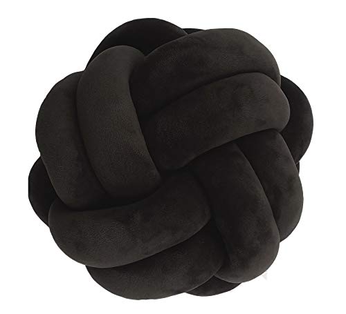 Cyprinus Carpio Elastic Vevet 2 Strands Handmade Weave safa Pillow Knot Pillow Ball,Floor Cushion Household Throw Pillow Decoration 10.6 Inch(Black