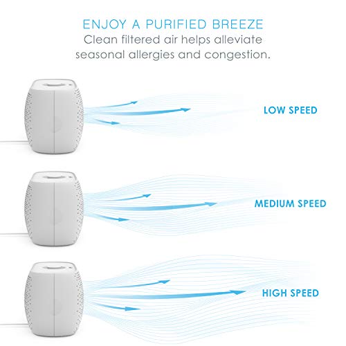 Pure Enrichment® PureZone™ Breeze Tabletop 2-in-1 Air Purifier - True HEPA Filter Cleans Air, Helps Alleviate Allergies, Removes Pet Hair, & Smoke - Ideal for Home, Bedroom, & Office Desktop Surfaces