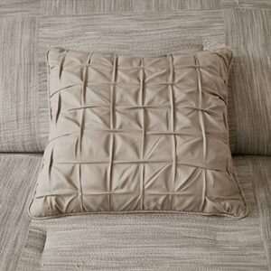 Madison Park Walter Comforter-Luxe Seersucker Print Design All Season Down Alternative Bedding, Matching Shams, Bedskirt, Decorative Pillows, Queen (90 in x 90 in), Taupe