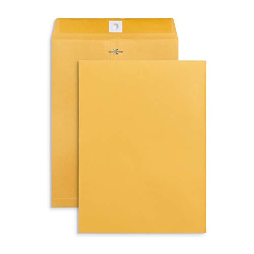 Blue Summit Supplies 100 9” x 12” Clasp Envelopes with Gummed Seal, Letter Size Clasp Mailing Envelopes Made From 28lb Kraft Paper, For Mailing Larger Papers or Magazine, Bulk 100 Pack