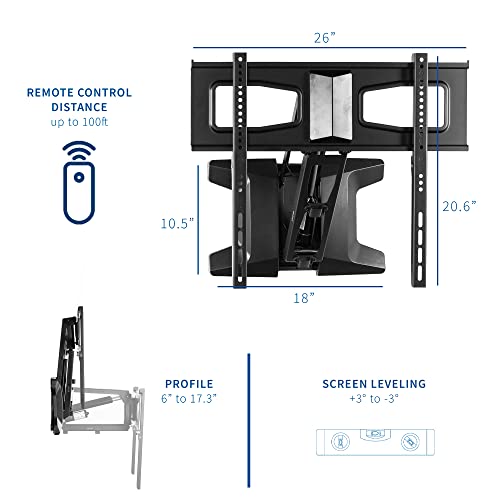 VIVO Steel Electric TV Wall Mount for 37 to 70 inch LCD LED Plasma Screen, Above Fireplace Height Adjustable Motorized TV Pull Down Mantel Bracket, Black, MOUNT-E-MM070