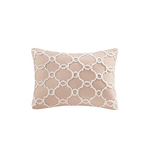 Madison Park Essentials Maible Cozy Bed in A Bag Comforter with Complete Cotton Sheet Set-Floral Medallion Damask Design All Season Cover, Decorative Pillow, Queen (90 in x 90 in), Blush/Gray