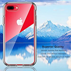 COOLQO Compatible for iPhone 8 Plus/iPhone 7 Plus/iPhone 6S/6 Plus Case, with [2 x Tempered Glass Screen Protector] Clear 360 Full Body Coverage Hard PC+Soft Silicone TPU 3in1 Phone Protective Cover