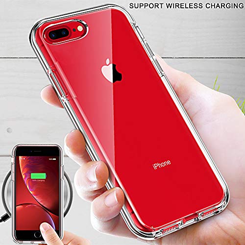 COOLQO Compatible for iPhone 8 Plus/iPhone 7 Plus/iPhone 6S/6 Plus Case, with [2 x Tempered Glass Screen Protector] Clear 360 Full Body Coverage Hard PC+Soft Silicone TPU 3in1 Phone Protective Cover