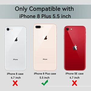 COOLQO Compatible for iPhone 8 Plus/iPhone 7 Plus/iPhone 6S/6 Plus Case, with [2 x Tempered Glass Screen Protector] Clear 360 Full Body Coverage Hard PC+Soft Silicone TPU 3in1 Phone Protective Cover