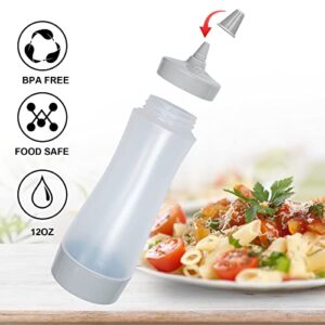 Qiuhome Plastic Condiment Squeeze Bottles with Cap,12 oz,Clear, Pack of 3