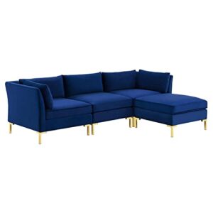 modway ardent 4-piece performance velvet sectional sofa, navy