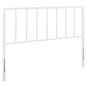 modway tatum modern farmhouse metal queen headboard in white