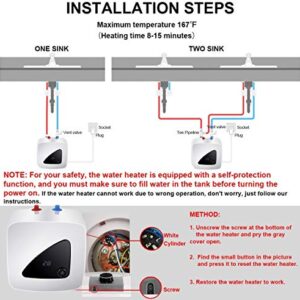 FVSTR Electric Mini-Tank Water Heater, 2.5-Gallon Point of Use for Instant Hot Water, 1440W, 120V - Shelf, Under Sink, Wall or Floor Mounted, Etank Series