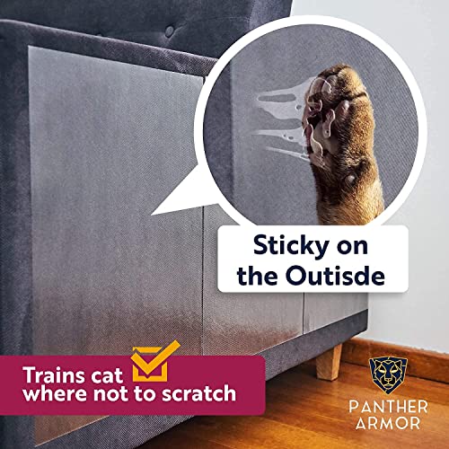 Panther Armor Cat Scratch Deterrent Tape – 12 Double Sided Anti Scratching Sticky Tape - Cat Furniture Protector – Cat Training Tape Corner Couch Protector for Cats - Cat Scratch Furniture Protector