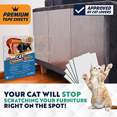 Panther Armor Cat Scratch Deterrent Tape – 12 Double Sided Anti Scratching Sticky Tape - Cat Furniture Protector – Cat Training Tape Corner Couch Protector for Cats - Cat Scratch Furniture Protector