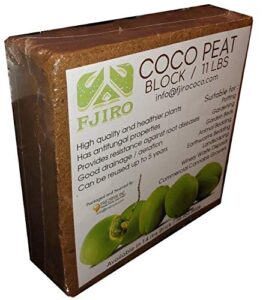 fjiro coco | premium 100% organic coconut coir with low ec & ph potting substrate soil for plants | block 11lbs