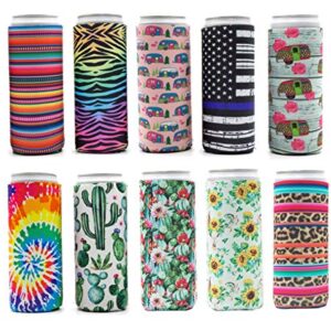 Sunsetbaby Slim Can Cooler for 12oz Skinny Can Coolers - Insulated Neoprene Can Sleeves Perfect for White Claw, Slim Beer, Spiked Seltzer