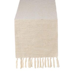 13 x 72 inch fall farmhouse cotton linen table runner with handcraft tassel, rustic jute burlap table runners 72 inches long for dining room, dresser decor - waffle