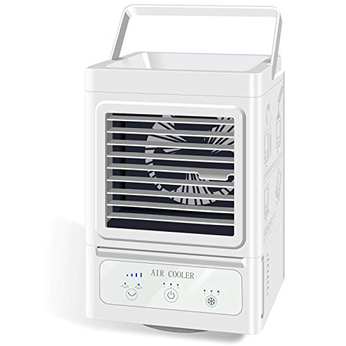 Personal Air Cooler, 5000 mAh Battery Operated 60° and 120°Auto Oscillation,Portable Air Conditioner Fan with 3 Refrigeration and 3 Wind Speeds,Ultra Quite Cooling Fan for Outdoor Home and Office