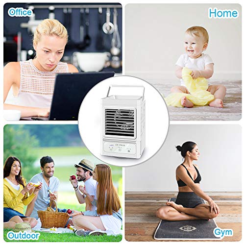 Personal Air Cooler, 5000 mAh Battery Operated 60° and 120°Auto Oscillation,Portable Air Conditioner Fan with 3 Refrigeration and 3 Wind Speeds,Ultra Quite Cooling Fan for Outdoor Home and Office