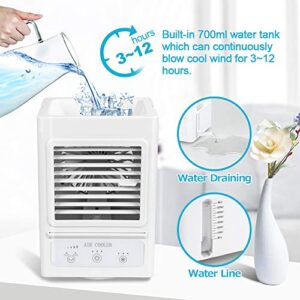 Personal Air Cooler, 5000 mAh Battery Operated 60° and 120°Auto Oscillation,Portable Air Conditioner Fan with 3 Refrigeration and 3 Wind Speeds,Ultra Quite Cooling Fan for Outdoor Home and Office