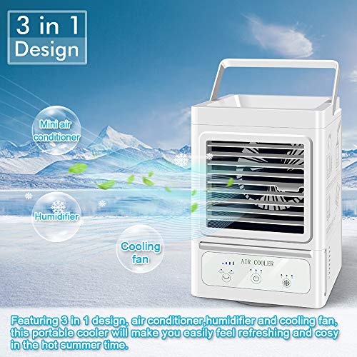 Personal Air Cooler, 5000 mAh Battery Operated 60° and 120°Auto Oscillation,Portable Air Conditioner Fan with 3 Refrigeration and 3 Wind Speeds,Ultra Quite Cooling Fan for Outdoor Home and Office