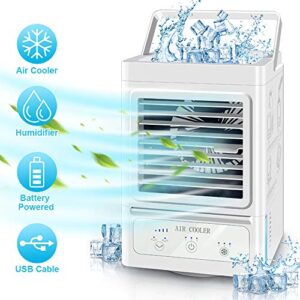 Personal Air Cooler, 5000 mAh Battery Operated 60° and 120°Auto Oscillation,Portable Air Conditioner Fan with 3 Refrigeration and 3 Wind Speeds,Ultra Quite Cooling Fan for Outdoor Home and Office