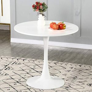 wenyu round white dining table - modern dining table pedestal dining table for small space end table leisure coffee table office kitchen table dining room table, 31.5 diameter