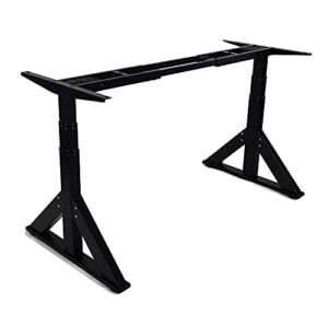 vwindesk vj205 electric height adjustable sitting standing desk frame sit stand - dual motors 3 stages motorized desk base only, black