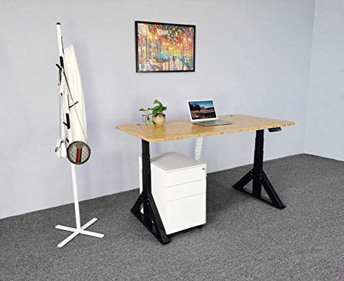 VWINDESK VJ205 Electric Height Adjustable Sitting Standing Desk Frame Sit Stand - Dual Motors 3 Stages Motorized Desk Base Only, Black